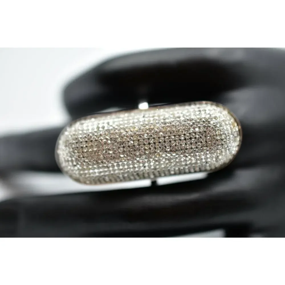 Rebecca Minkoff Cocktail Ring Sparkling Rhinestone Crystal Pave Silver 7.5 Bin1